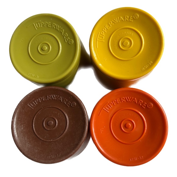 Set of 4 Tupperware Plastic Glasses Tumblers Fall Earth Colours Vintage 6 ozs - Picture 5 of 5